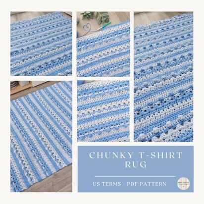 Stripy Chunky T-Shirt Yarn Rug - US Terms