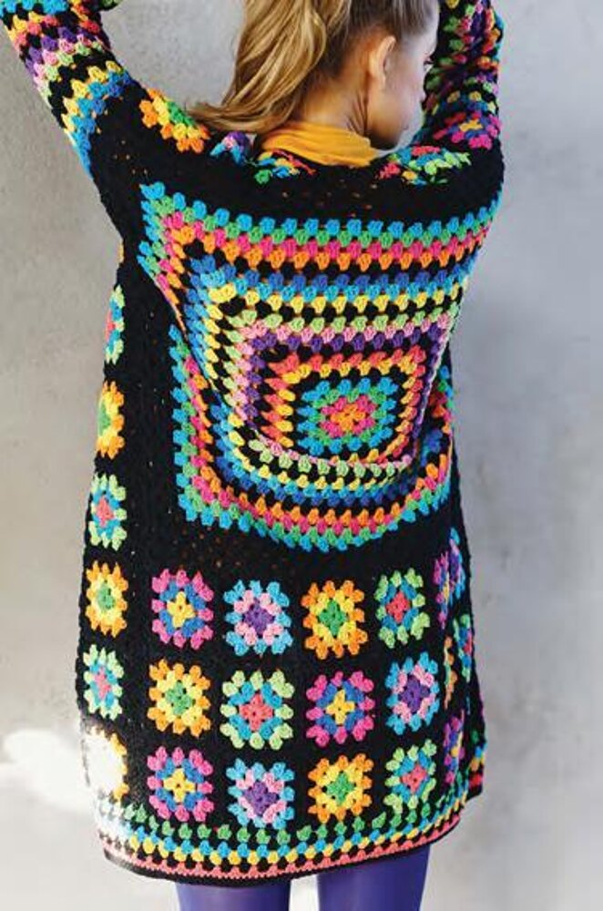 Granny Square Afghan Sweater, Granny Square Afghan Cardigan