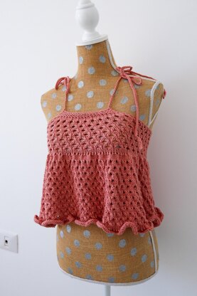 Babydoll Ruffle Top Knitting pattern by Michelle Greenberg | LoveCrafts