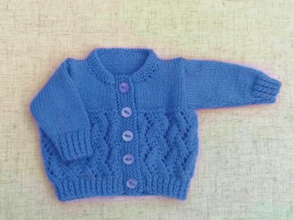 Knitting Pattern for Babies Round Neck Cardigan Preemie - (16") 41cm, 0-3mths - (18") 46cm, 3-6mths - (20") 51cm Chest, Baby Knitting Pattern, Double Knitting, KP572