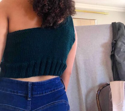 One Shoulder Knit Crop Top