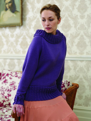 "Bobble Rib Jumper" - Jumper Knitting Pattern For Women in Debbie Bliss Rialto DK - CMDK01