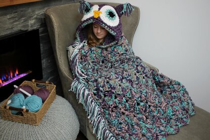 Bulky & Quick Hooded Owl Blanket