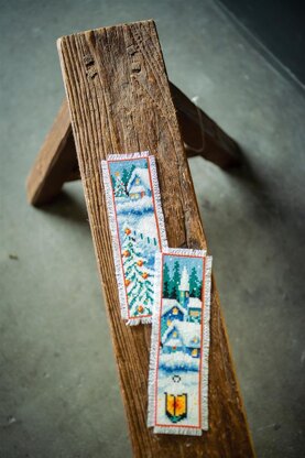 Vervaco Bookmark Kit Winter Villages Set Of 2 Cross Stitch Kit - 6 x 20 cm / 2.4in x 8in