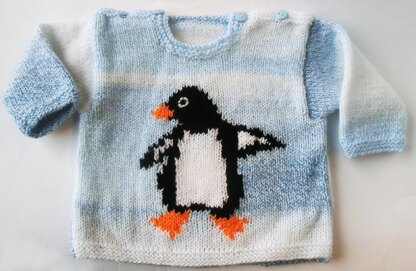 Baby Sweater with Penguin Motif