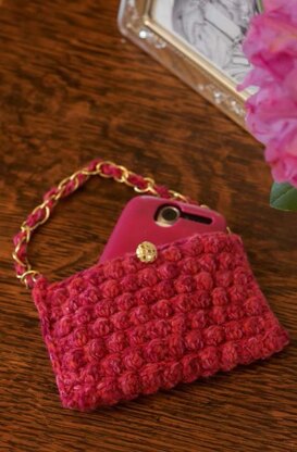 Mobile Phone Baglet in Red Heart Shimmer Solids - LW3692