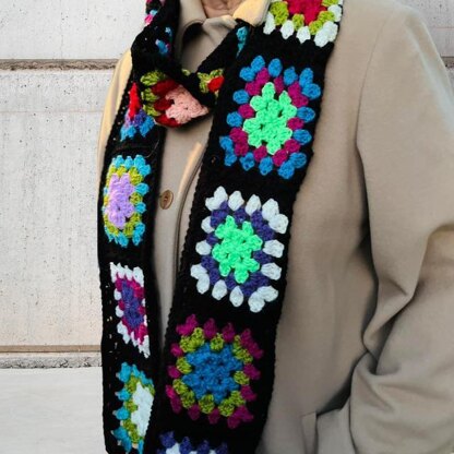 Granny Square Crochet Scarf