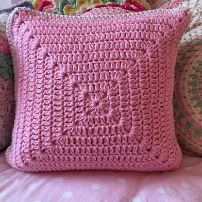 One Big Granny Square Pillow Using Blue Sky Fibers Organic Cotton Worsted