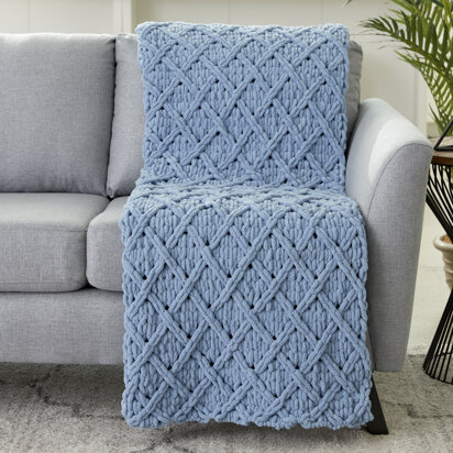 Diamond Lattice Blanket in Bernat Alize Blanket-EZ - Downloadable PDF - knitting pattern