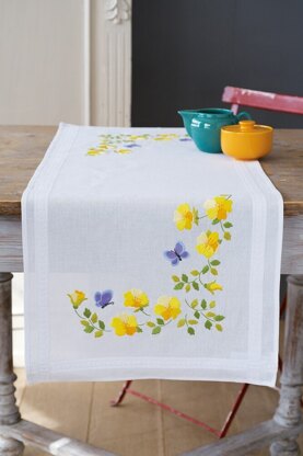 Vervaco Spring Flowers Tablerunner Printed Embroidery Kit