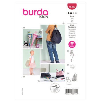 Burda Style Creative School Cone / Pencil Case / Gym Bag B9256 - Paper Pattern, Size ONE SIZE