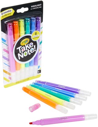 Crayola Take Note! Erasable Highlighters 6/Pkg - 548778