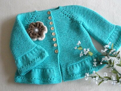 Knitting PATTERN Baby Jacket Garter Stitch Baby Girl Cardigan Scarlett