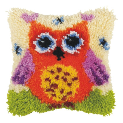 Orchidea Orange Owl Latch Hook Cushion Kit