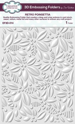 Creative Expressions 3D Embossing Folder 5.75"X7.5" - Retro Poinsettia ...