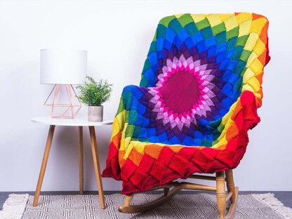 Rainbow Mandala Entrelac Blanket in Deramores Studio - Downloadable PDF