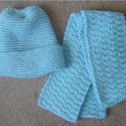 Easy Knit Hat and Scarf - Knitting ePattern