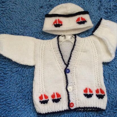 Sail Away Sailboat  Cardigan & Hat