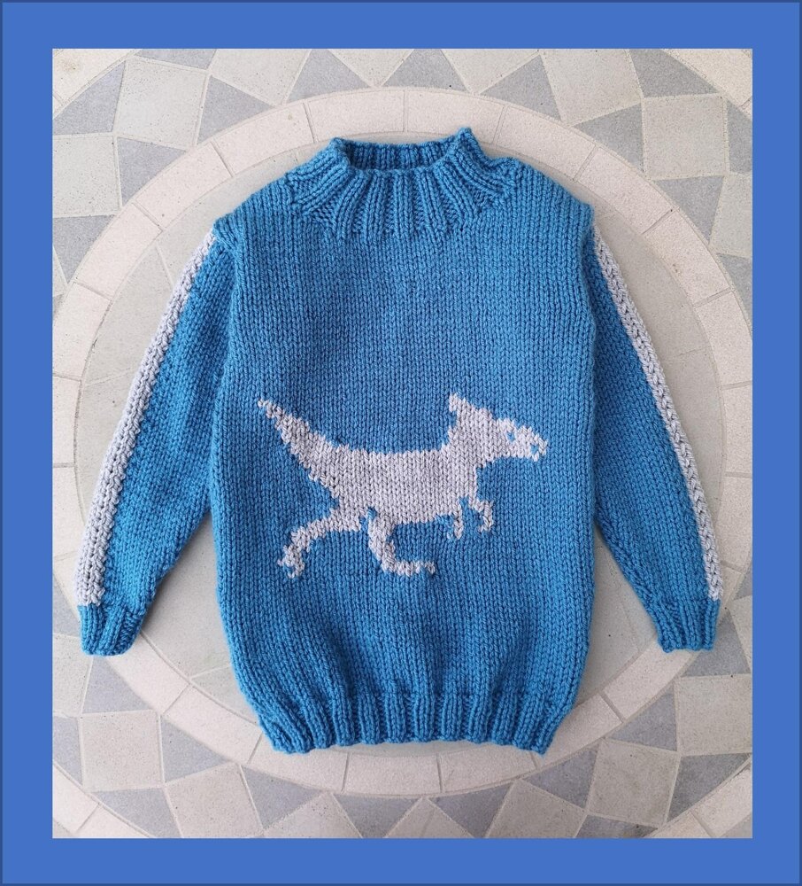 Chunky Graciliceratops Dinosaur Jumper Knitting pattern by iKnitDesigns LoveCrafts