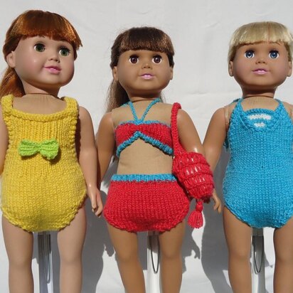 California Collection Beachwear, Knitting Patterns fit American Girl and other 18-Inch Dolls