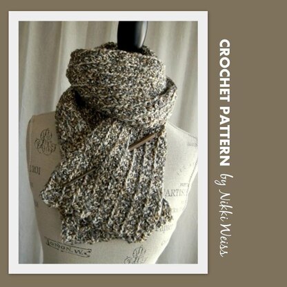 Homespun Scarf with Shawl Stick Crochet Pattern