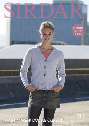 Cardigan in Sirdar Wash 'n' Wear Double Crepe DK - 7819- Downloadable PDF