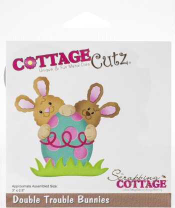 CottageCutz Dies - Double Trouble Bunnies 3"X2.8"