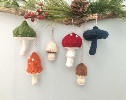 Knit Mushroom Christmas Ornaments