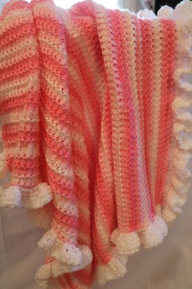 Strawberry Vanilla Baby Blanket with Ruffle.