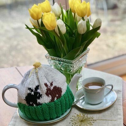 Spring Bunny Rabbit Tea Cosy in Paintbox Yarns Cotton DK