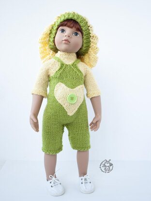 Outfit Lime and lemon for doll 16"-18" knitting flat