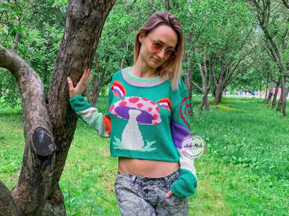 Hippie magic mushroom sweater