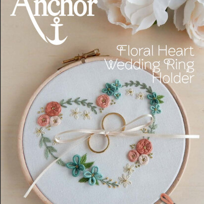 Anchor Floral Heart Wedding Ring Holder - ANC0003-15 - Downloadable PDF