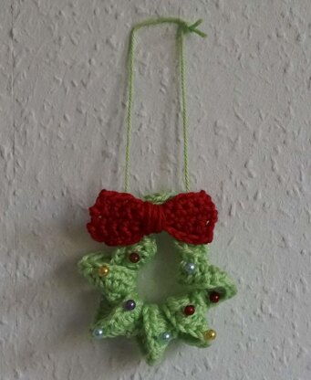 Häkelanleitung mini Weihnachtskranz