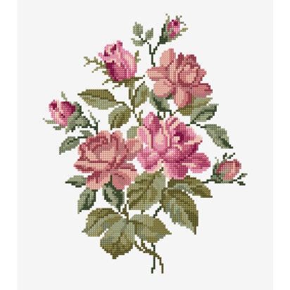 Heart Embroidery Pattern - Roses Embroidery PDF Pattern - Pink Red