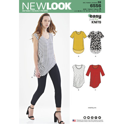 New Look 6556  Women's Easy Knit Tops 6556 - Paper Pattern, Size A (XS-S-M-L-XL)