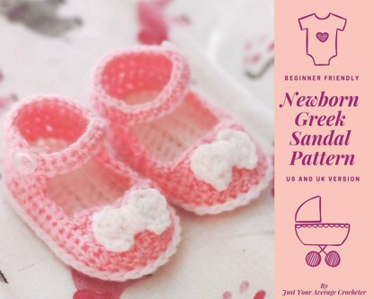 Crochet Newborn Greek Sandal US