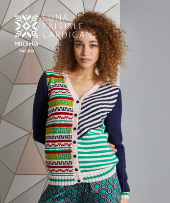 Luna Fairisle Cardigan - Knitting Pattern For Women in MillaMia Naturally Soft Merino by MillaMia