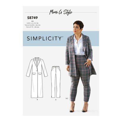 Simplicity 8749 Women's / Plus Size Mimi G Style Coat and Pant - Sewing Pattern
