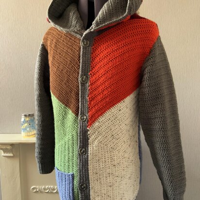 Patchwork Hooded Cardigan