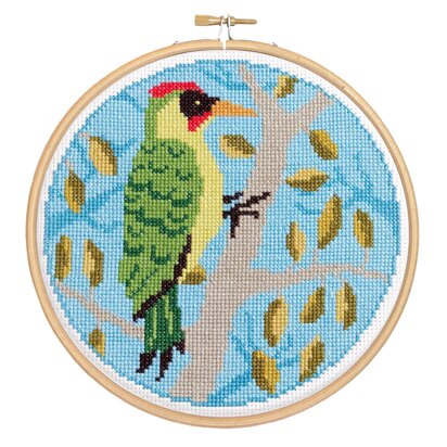 Hawthorn Handmade Green Woodpecker Cross Stitch Kit