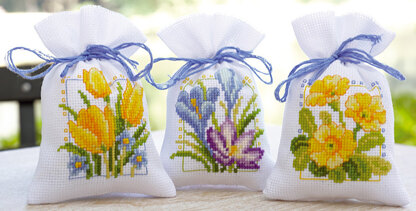 Vervaco Spring Flower Bags Cross Stitch Kit - 8cm x 12cm