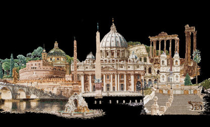 Thea Gouverneur Bv Rome, 18 Count Black Cross Stitch Kit - 79cm x 50cm