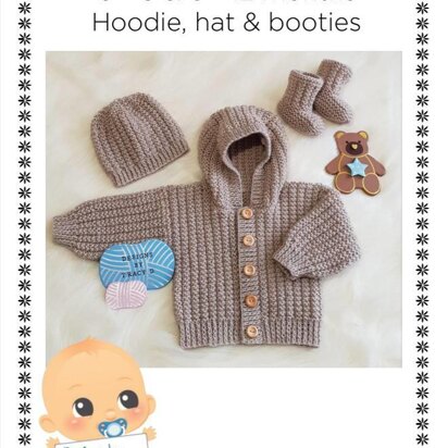 Buddy baby hoody knitting pattern 0-3mths & 6-12mths