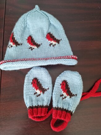 Little Robins hat and mitts #2