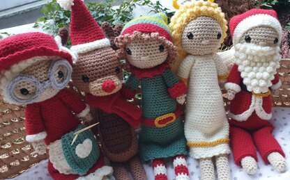 Christmas crochet amigurumi dolls angel elf rudolph santa claus grandma