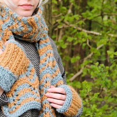 Ribble scarf and Wristwarmers - knitting pattern