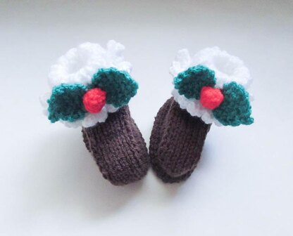 Christmas Pudding Booties and Mittens