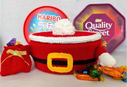 Santa Chocolate Sweet Tub Cover Knitting Pattern LH016