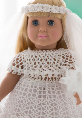 Doll Wedding Dress in Aunt Lydia's Classic Crochet Thread Size 10 Natural - LC4576 - Downloadable PDF